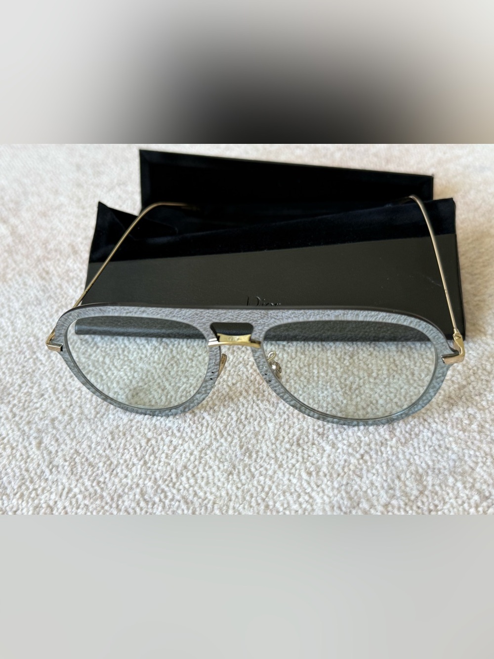 Christian Dior Aviator Eyeglasses Grey Marble Gold Frame 57-17 Made in Italy - Picture 4 of 10